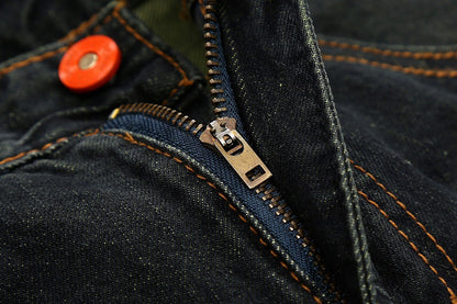 Men Jeans Long Pant Denim Pants Slim Fit Straight Trousers High Waist Solid Regular Button Pocket Splice Casual Autumn 2024