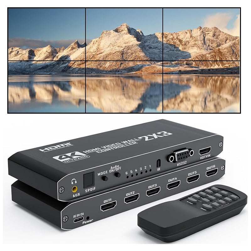 1080P HDMI Video Wall Controller 2x3 1x2 1x4 1x3 2x1 3x1 4x1 Video Screen Stitching Processor Splicer for 6 TV Splicing Display