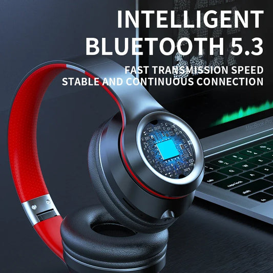 DR90 Trådlösa Hörlurar med Bluetooth 5.3 och Djupt Bas – 12–15h Batteritid, TF-kort (Vit/Svart)