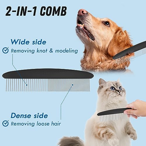Docrok Grooming-borste & Metallkam – Kombosats för hund & katt, 6 färger