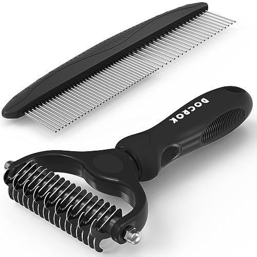 Docrok Grooming-borste & Metallkam – Kombosats för hund & katt, 6 färger