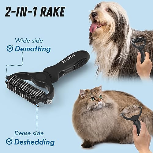 Docrok Grooming-borste & Metallkam – Kombosats för hund & katt, 6 färger