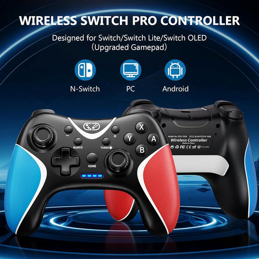 Trådlös Bluetooth-kontroller för Nintendo Switch – Vibration, Programmerbara Knappar och USB-C
