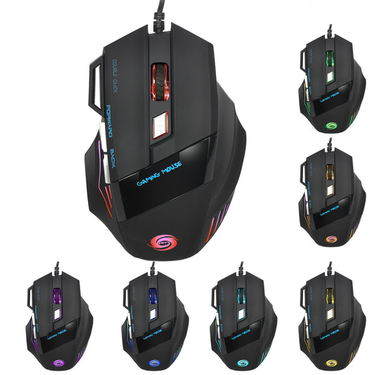 A868 Kabelansluten Gaming-mus – 7 Knappar, Fire Key och 5500 DPI med Färgbelysning