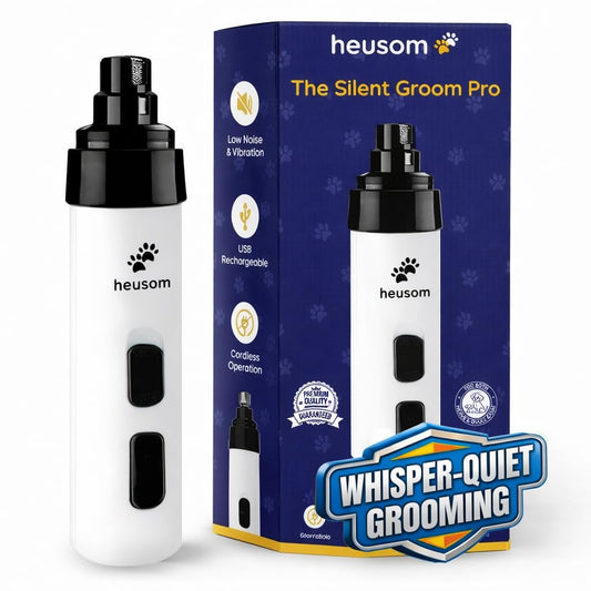 Heusom Silent Groom Pro Husdjursnagelslipare – Viskande tyst kloslipare för hundar, katter & andra djur, säker & stressfri nagelvård, idealisk för känsliga hundar av alla raser & storlekar
