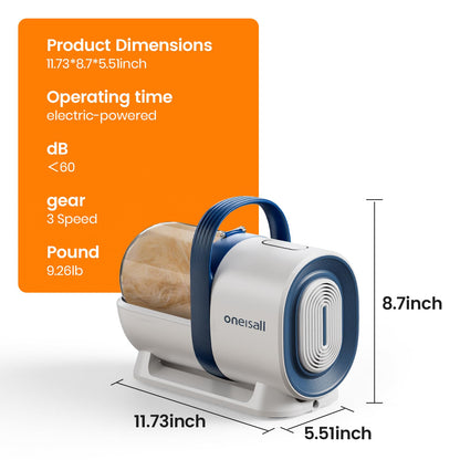 Oneisall 7-i-1 Grooming-dammsugare för Husdjur – Klippmaskin, nagelslipad, pälsborttagning, 1,5L, tyst