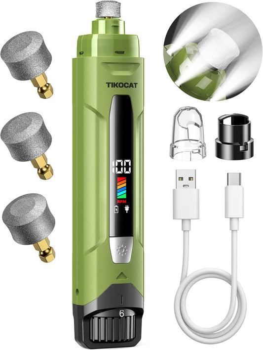 Viskande tyst hundnagelslipare – 50% kraftigare, 6 hastigheter, LED-display & 4 LED-lampor, 3 slipbitar, ingen överskurning, stressfri vård för hundar, katter & känsliga husdjur