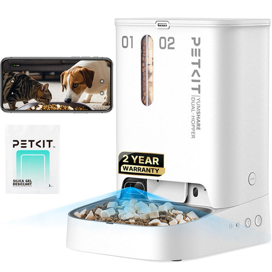 PETKIT Automatisk Kattmatare med Kamera – 1080P HD-video med nattseende, 2,4G WiFi-husdjursmatare för katt & liten hund, tvåvägs ljud & måltidsrop, torkmedelsfäck, rörelsedetektering