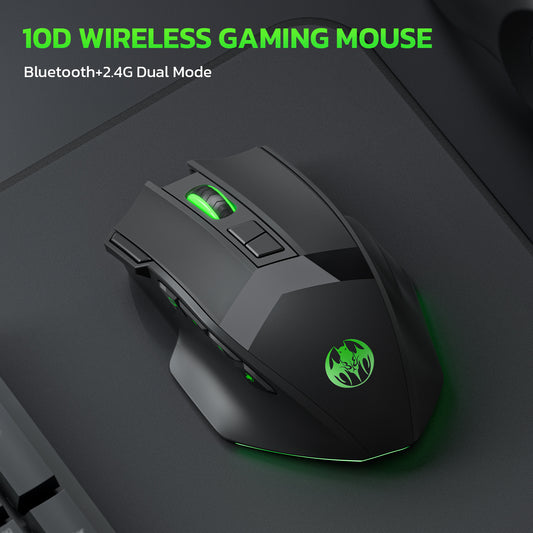 GM28B Trådlös Gaming-mus – Bluetooth + 2,4G, 4800 DPI, 10 Knappar och RGB