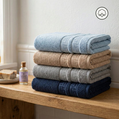 Bath Towel Set 4 Pcs 50 X 100 Cm 100 Percent Cotton Absorbent Beige Gray Soft Home Modern Practical Everyday Bathroom Accessory Simple Household Cotton Textile Cozy Comfortable Home Interior Multi Piece Family