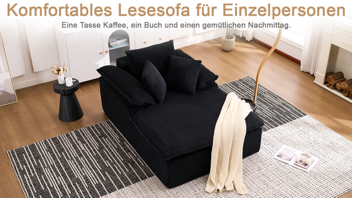 Ramfri loungesoffa i manchester med armstöd – 177 × 122 cm