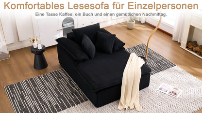 Ramfri loungesoffa i manchester med armstöd – 177 × 122 cm