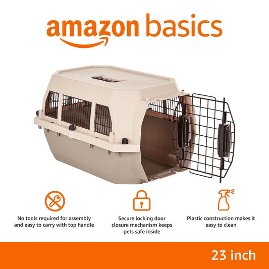 Amazon Basics Transportbur i Plast – Hållbar spänne, hund & katt, flera storlekar & färger