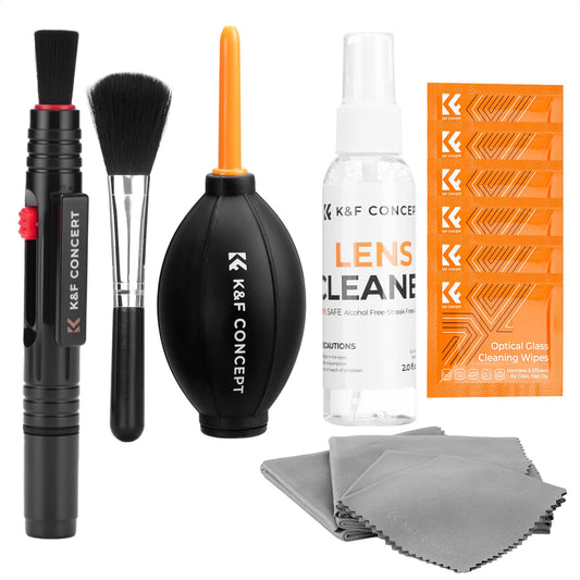 K&F Concept Professionellt Rengöringskit för DSLR & Elektronik – Linspenna, blåsbälg, mikrofiberdukar