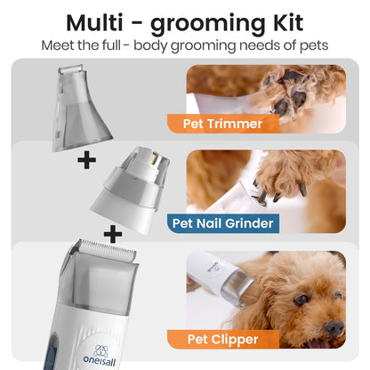 Oneisall 7-i-1 Grooming-dammsugare för Husdjur – Klippmaskin, nagelslipad, pälsborttagning, 1,5L, tyst