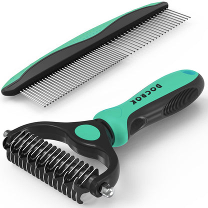 Docrok Grooming-borste & Metallkam – Kombosats för hund & katt, 6 färger