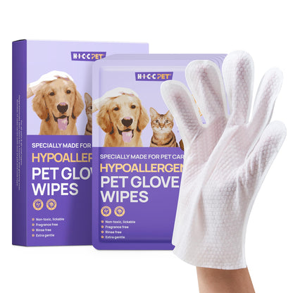 HICC PET Grooming-handske Servetter – Rengör, deodoriserar & fuktar päls, hund & katt, 4 dofter