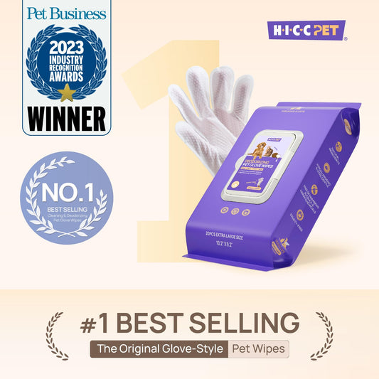HICC PET Grooming-handske Servetter – Rengör, deodoriserar & fuktar päls, hund & katt, 4 dofter
