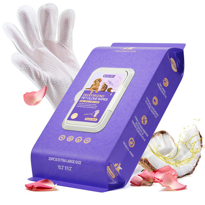 HICC PET Grooming-handske Servetter – Rengör, deodoriserar & fuktar päls, hund & katt, 4 dofter