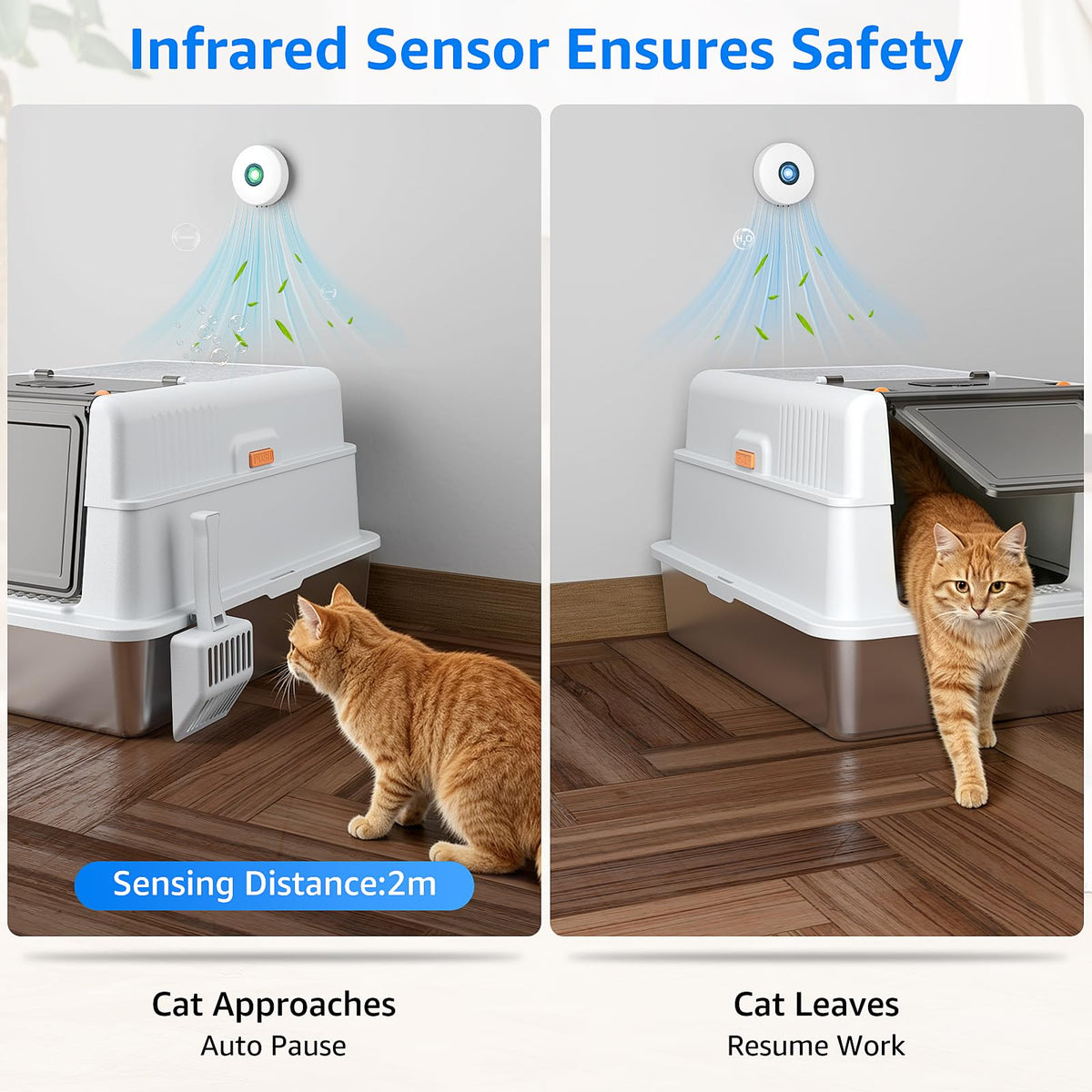 Kattlådedeodorant – Smart luktförstörare med sensormonitor, ultratyst luftrenare med 3 lägen, mångsidigt instickbart luftfräschare för hemmabruk