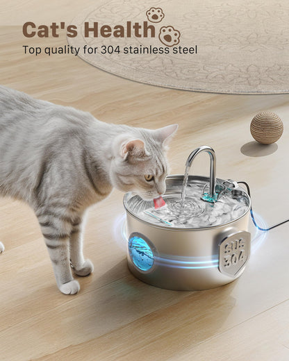 GIOTOHUN Kattvattenföntän i rostfritt stål – Husdjursvattenföntän