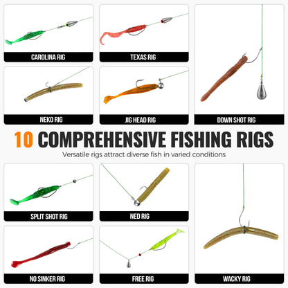 PLUSINNO Fiskeutrustning Kit – Komplett tackle-box med krokar, sänken, svivel & mer, 264 eller 397 delar