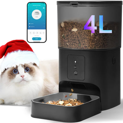 Automatisk Kattmatare – Kattmatsautomat med 10 sekunders röstinspelning, upp till 8 måltider per dag, tidsstyrd matare med tätningsring för torrfoder