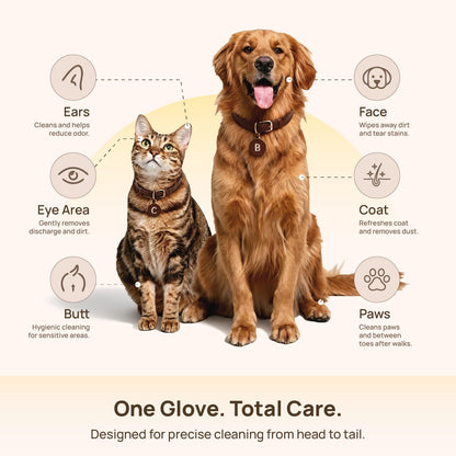 HICC PET Grooming-handske Servetter – Rengör, deodoriserar & fuktar päls, hund & katt, 4 dofter
