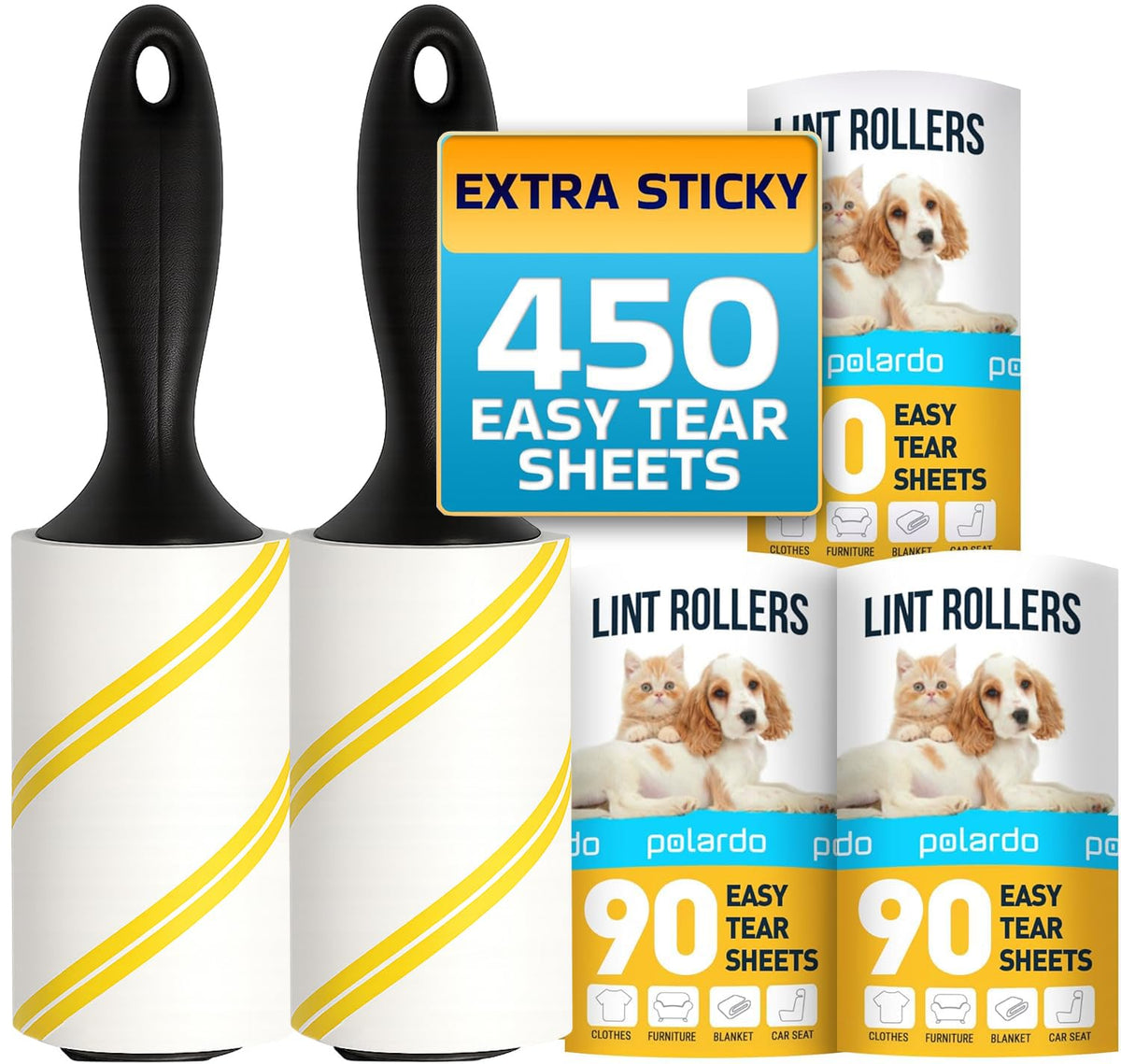 Polardo Lintrollers – Klibbiga ark, ergonomisk, kläder & möbler, husdjurspäls, 1–10-pack