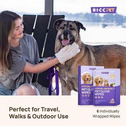 HICC PET Grooming-handske Servetter – Rengör, deodoriserar & fuktar päls, hund & katt, 4 dofter