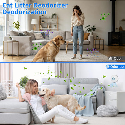 Kattlådedeodorant – Smart luktförstörare med sensormonitor, ultratyst luftrenare med 3 lägen, mångsidigt instickbart luftfräschare för hemmabruk