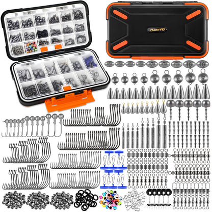 PLUSINNO Fiskeutrustning Kit – Komplett tackle-box med krokar, sänken, svivel & mer, 264 eller 397 delar
