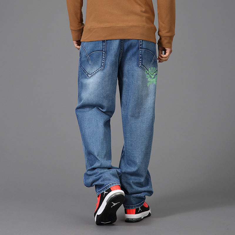 Plus Size Herrjeans Loose Fit – Wide Leg Skateboard Hip-Hop Denim 4 Färger 30–48 2026