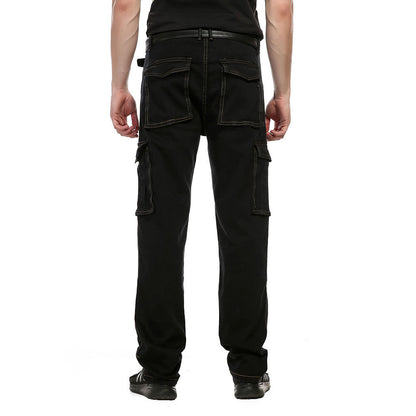 Herr Overalls Jeans – Lös Rak Passform med Flera Fickor för Herr 2026