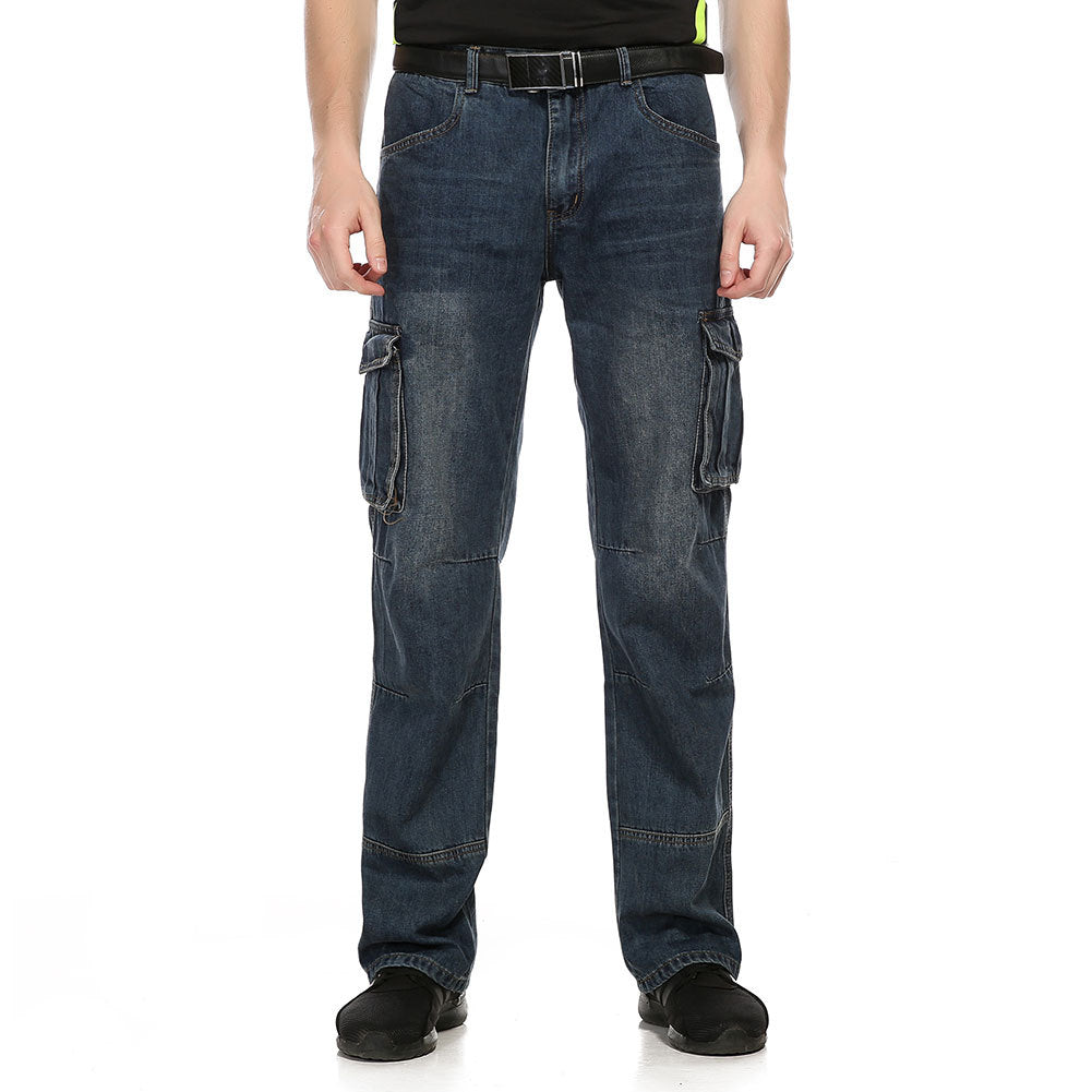 Herr Overalls Jeans – Lös Rak Passform med Flera Fickor för Herr 2026