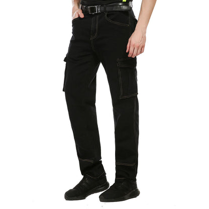 Herr Overalls Jeans – Lös Rak Passform med Flera Fickor för Herr 2026
