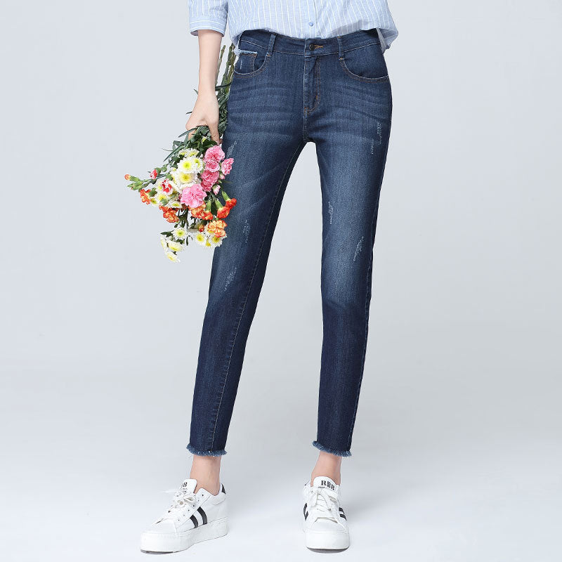 Ankle Jeans Dam Hög Midja Stretch – Tunn Pencil Tight Sommarjeans 2 Färger 2026