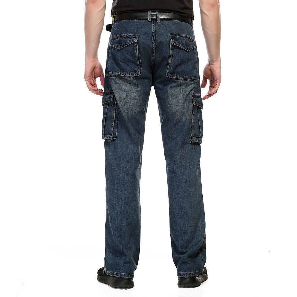 Herr Overalls Jeans – Lös Rak Passform med Flera Fickor för Herr 2026