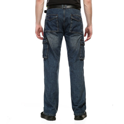 Herr Overalls Jeans – Lös Rak Passform med Flera Fickor för Herr 2026
