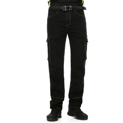 Herr Overalls Jeans – Lös Rak Passform med Flera Fickor för Herr 2026