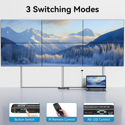 1080P HDMI Video Wall Controller 2x3 1x2 1x4 1x3 2x1 3x1 4x1 Video Screen Stitching Processor Splicer for 6 TV Splicing Display