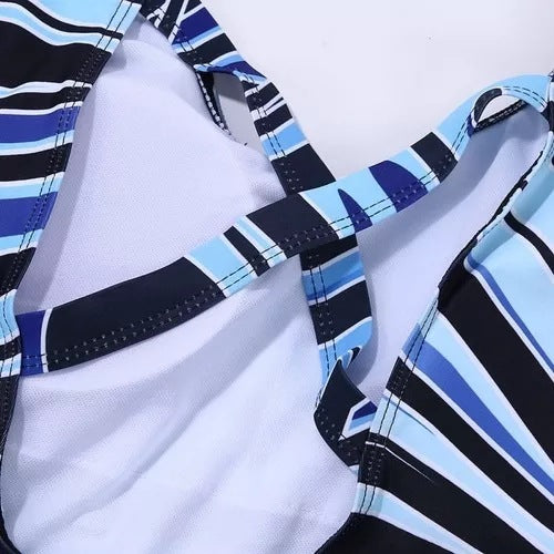 Dam Helbaddräkt Ränder – Gradient Ränder Plus Size Ärlös Polyester S–5XL Badkläder Dam 9571 2026