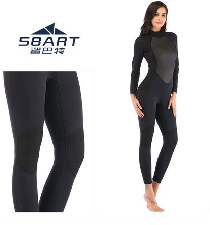 Womens 3mm Neoprene Long Sleeves Wetsuit One-piece Diving Suit Back Zip for Scuba Diving Snorkeling Surfing Swim Spearfishing