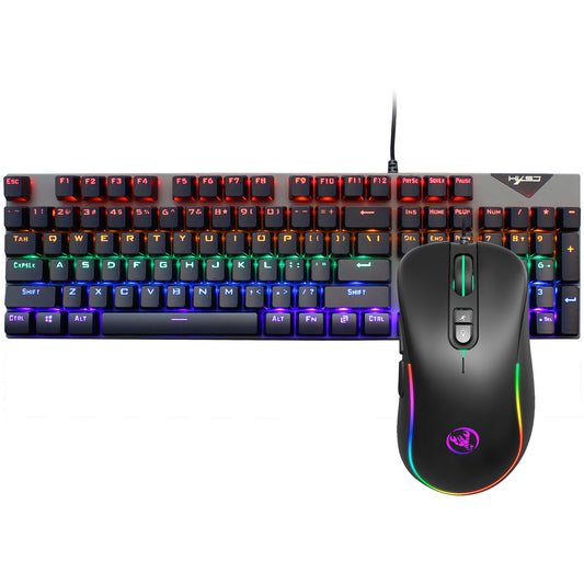 L300 + J300 Mekaniskt Gaming-tangentbord och Mus-set – Blå Axlar, 104 Tangenter och RGB
