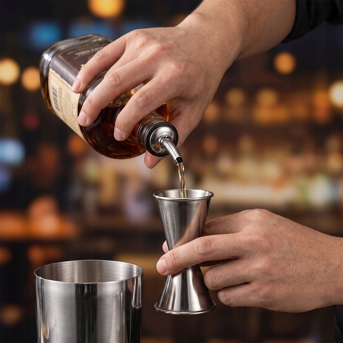 Professional Bartender Cocktail Shaker Set with Bar Tools Home Bar Accessories Kit Stainless Steel Complete Bartending Kit Jigger Strainer Muddler Stirrer Bottle Opener for Home Bar Restaurant Party Beverage Drink Mixing Enth