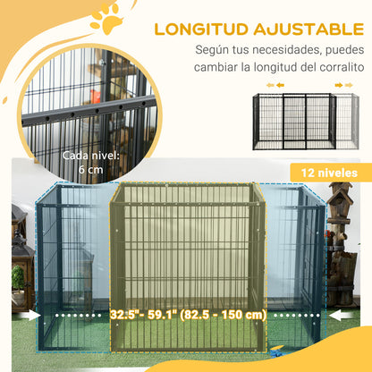 Pawhut Dog Playpen with 6 Panels Adjustable Metal Pet Fence with Steel Frame 82.5-150X79X81 cm Black