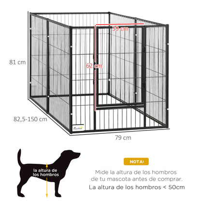 Pawhut Dog Playpen with 6 Panels Adjustable Metal Pet Fence with Steel Frame 82.5-150X79X81 cm Black