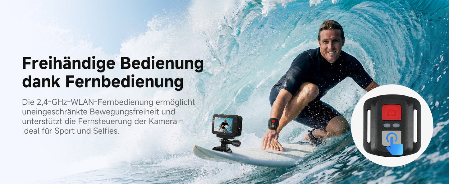 SVBONY SVGo3 4K 60FPS underwater camera, action camera with 128 GB storage, magnetic quick-release, 1/2.7-inch sensor, waterproof up to 12m (without housing), EIS 2.0, 2 batteries (1800mAh) and accessories