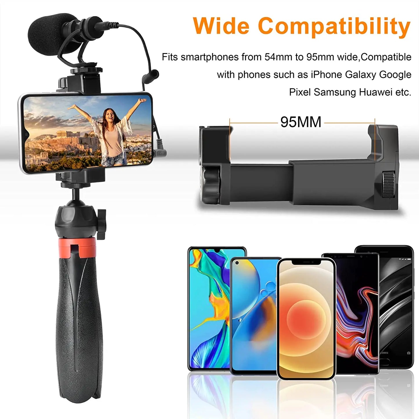 COMICA CVM-VM10-K2 PRO Smartphone Video Rig with Tripod, External Shotgun Mic, Vlogging Kit for iPhone Android Tiktok YouTube
