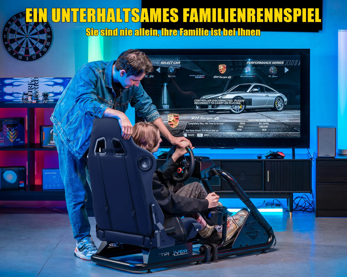 Gtplayer Simulator Cockpit with Speakers Racing Simulator Steering Wheel Stand Compatible with All Popular Wheels, Pedals, and Shifters